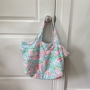 Lilly Pulitzer Pink and Green Floral Tote